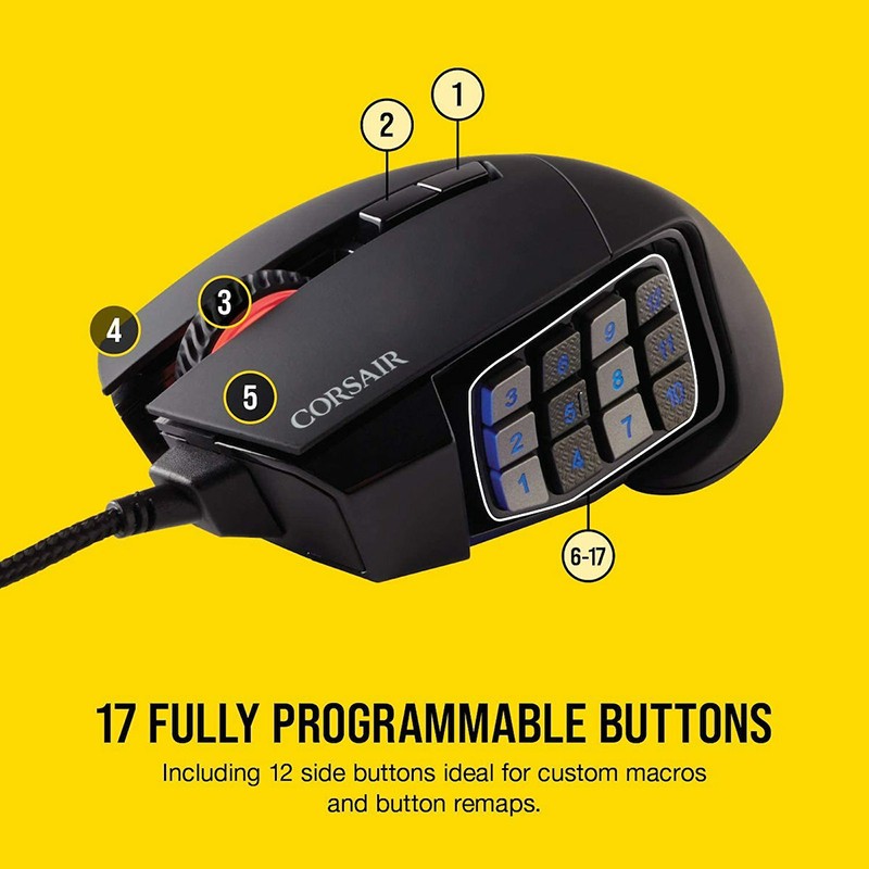 Corsair Scimitar RGB Elite Gaming Ποντίκι 18000 DPI Black