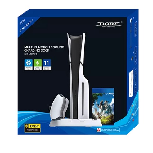 Dobe Multifunctional Βάση Φόρτισης & Ψύξης για PS5 / Slim / Pro με 2 Ανεμιστήρες Λευκή