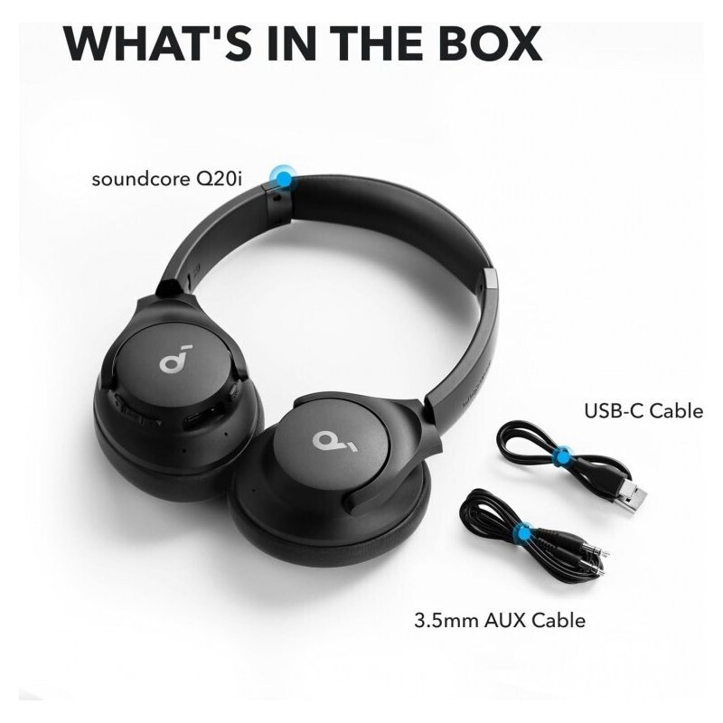 Headset Soundcore by Anker Q20i Wireless Hybrid ANC Over Ear Ακουστικά Black Headset Soundcore by Anker Q20i Wireless Hybrid ANC Over Ear Ακουστικά Black