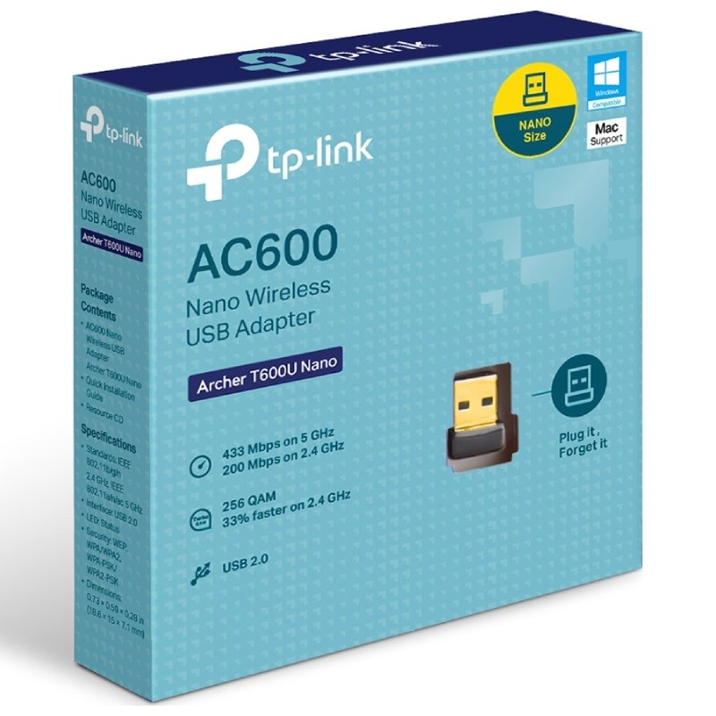 TP-Link Archer T600U Nano AC600 Dual Band WiFi USB Adapter 600Mbps