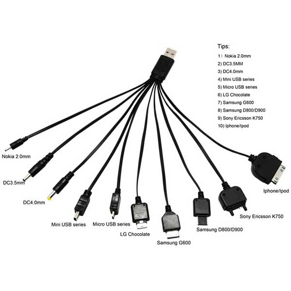 Πολυφορτιστής Καλώδιο 10 in 1 Universal USB Charger Cable