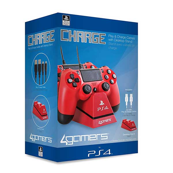 4Gamers Dual Charge & Stand Βάση Red - PS4 Controller