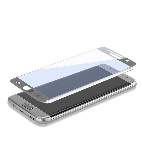 4smarts Second Tempered Glass Curved Colour Frame Silver - Samsung Galaxy S7 Edge SM-G935