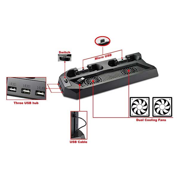 Multi Charging & Cooling Stand Βάση - PS4 Slim / PS4 Fat Console