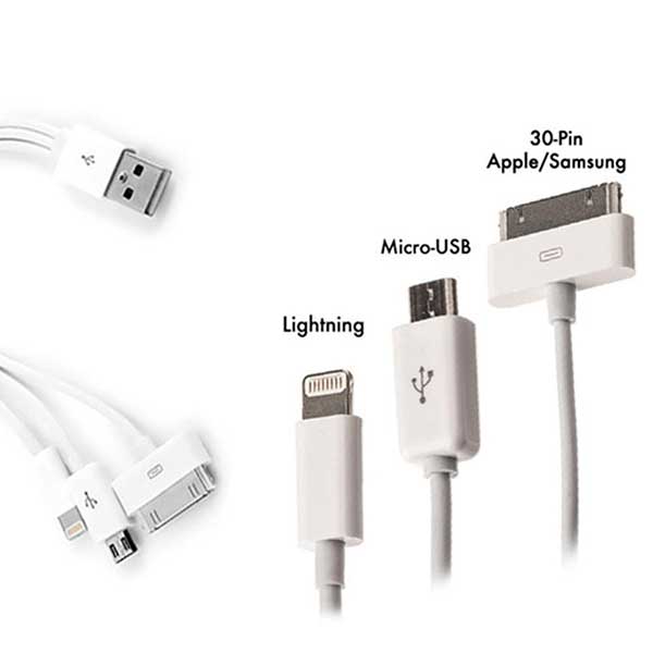 Multi USB Charging Cable To Apple 30 Pin / Lightning / Micro USB