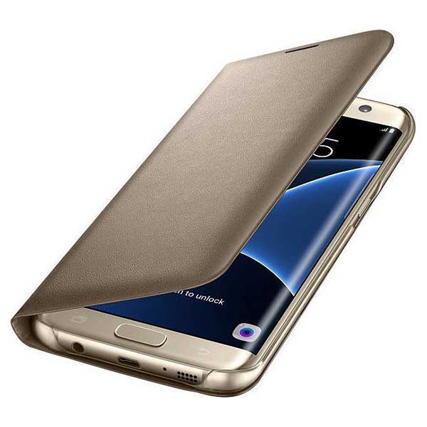 Samsung Flip Case Leather LED Θήκη EF-NG935PF Gold - Galaxy S7 Edge SM-G935F