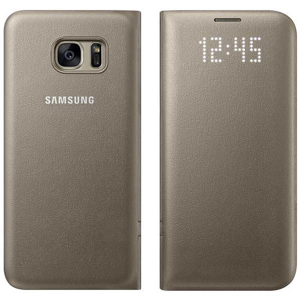 Samsung Flip Case Leather LED Θήκη EF-NG935PF Gold - Galaxy S7 Edge SM-G935F