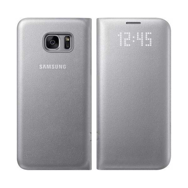 Samsung Flip Case Leather LED Θήκη EF-NG935PS Silver - Galaxy S7 Edge SM-G935F