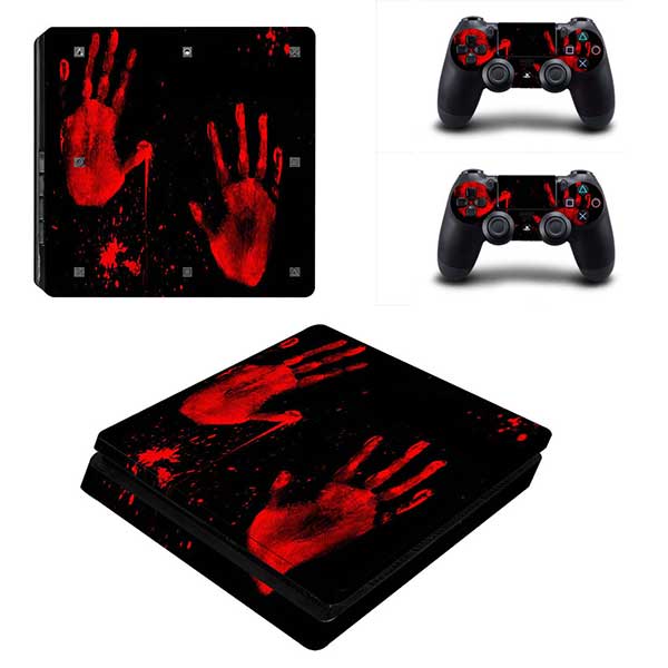 Sticker Skin Red Hands Αυτοκόλλητο + 2 Controller Sticker - PS4 Slim Console