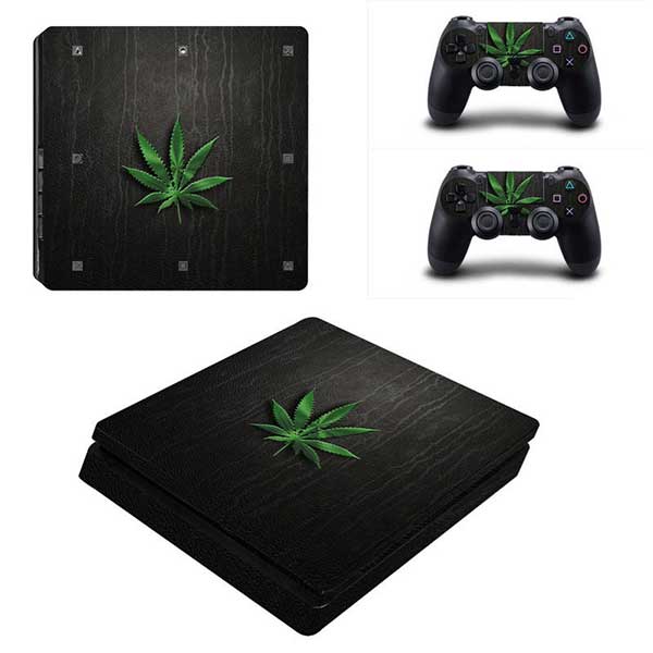 Sticker Skin Green Leaf #03 Αυτοκόλλητο + 2 Controller Sticker - PS4 Slim Console