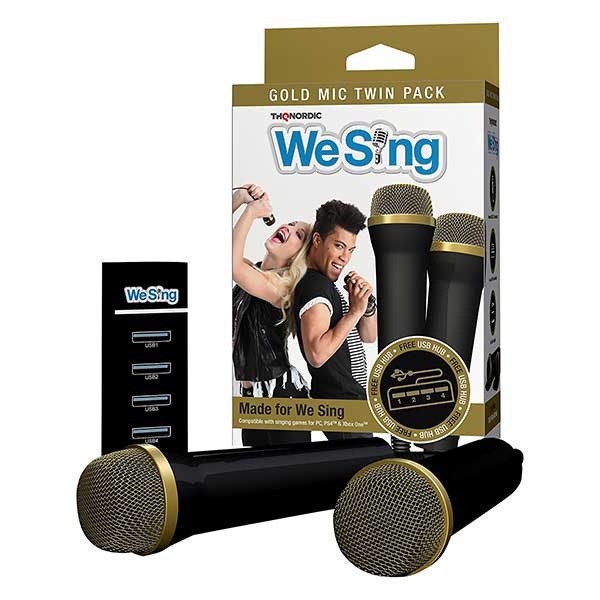 Microphone We Sing Gold Top 2 Mic Bundle & USB Hub - PS4 / PS3 / Xbox One / Xbox 360 / Wii / Wii U
