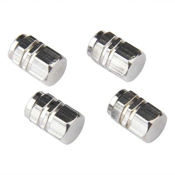 Valve Caps Aluminium Silver Ασημένια Καπάκια Βαλβίδων Αυτοκινήτου