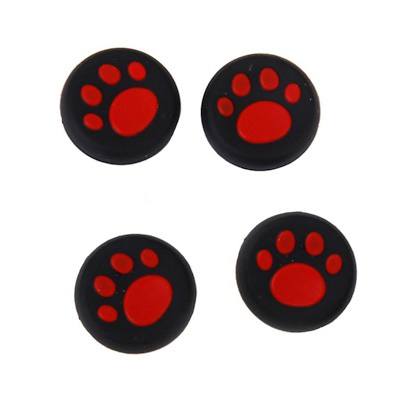 Analog Thumb Grips Silicone Caps Cover 4X Cats Paw Red - PS4 Controller