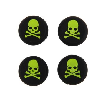 Analog Thumb Grips Silicone Caps Cover 4X Skull Green - Xbox One Controller