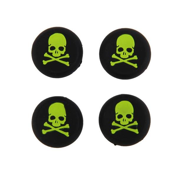 Analog Thumb Grips Silicone Caps Cover 4X Skull Green - Xbox One Controller