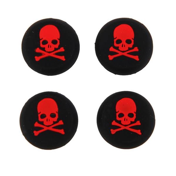 Analog Thumb Grips Silicone Caps Cover 4X Skull Red - PS4 Controller