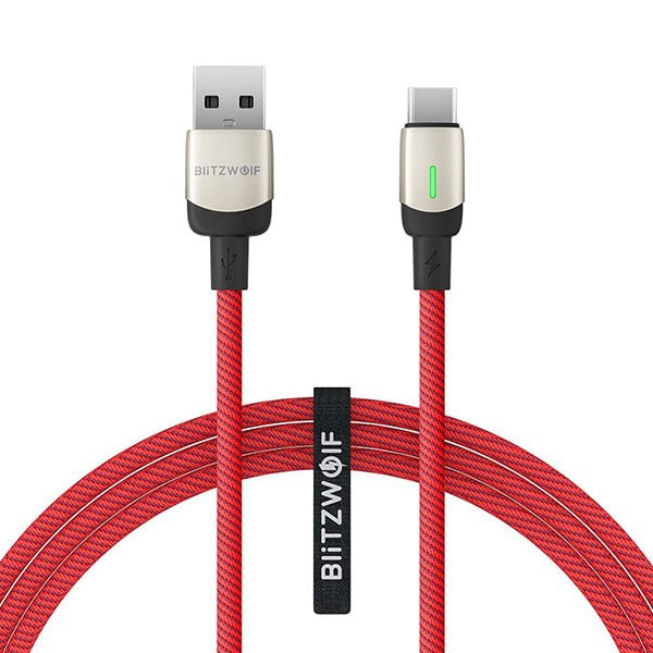 Cable Braided BlitzWolf BW-TC21 USB 2.0 Cable USB-C Male To USB-A Male Red 1m
