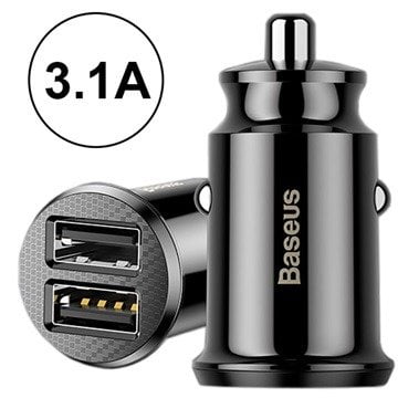 Car Charger Grain Baseus 2x USB 5V 3.1A Black Φορτιστής Αυτοκινήτου