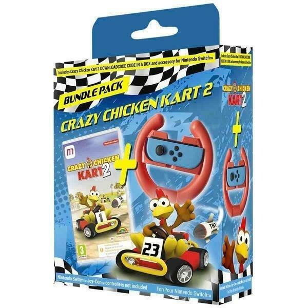Crazy Chicken Kart 2 Steering Wheel Bundle (Code In A Box) - Nintendo Switch Game Crazy Chicken Kart 2 Steering Wheel Bundle (Code In A Box) - Nintendo Switch Game