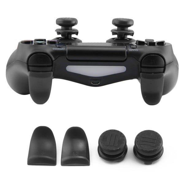 Extended Trigger R2 L2 Black & FPS Grips Caps Black COD 3 - PS4 Controller