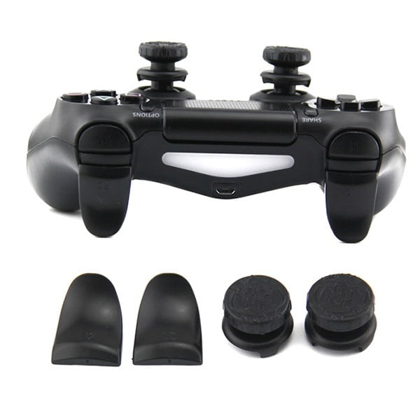 Extended Trigger R2 L2 Black & FPS Grips Caps Black SCAR - PS4 Controller