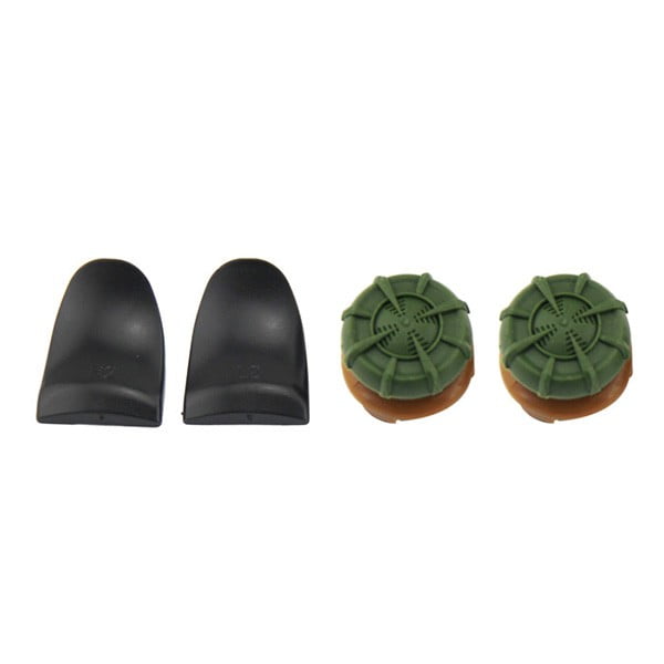 Extended Trigger R2 L2 Black & FPS Grips Caps Green - PS4 Controller