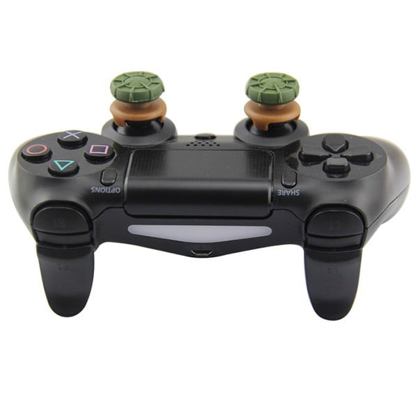 Extended Trigger R2 L2 Black & FPS Grips Caps Green - PS4 Controller