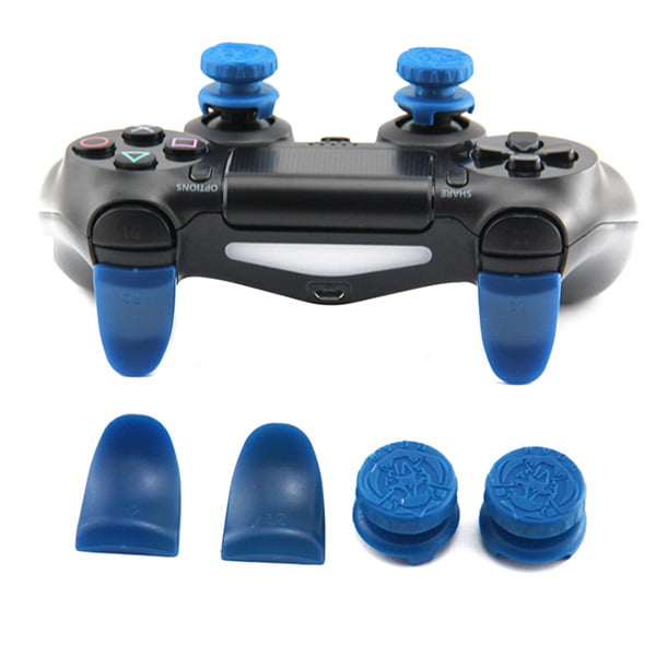 Extended Trigger R2 L2 Blue & FPS Grips Caps Blue - PS4 Controller