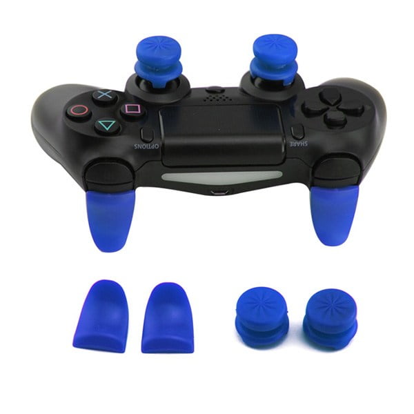Extended Trigger R2 L2 Blue & FPS Grips Caps Blue Vortex - PS4 Controller