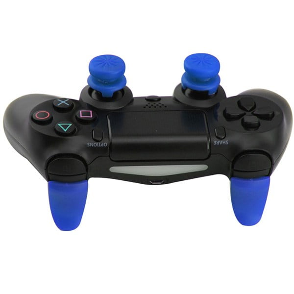 Extended Trigger R2 L2 Blue & FPS Grips Caps Blue Vortex - PS4 Controller