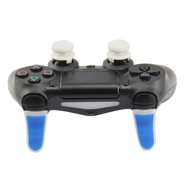 Extended Trigger R2 L2 Blue / White & FPS Grips Caps White Skull - PS4 Controller