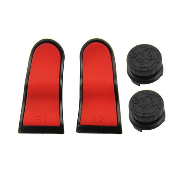 Extended Trigger R2 L2 Red / Black & FPS Grips Caps Black SCAR - PS4 Controller