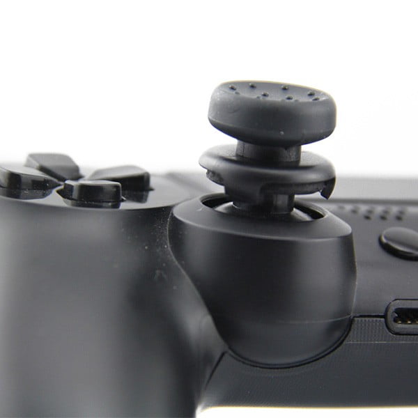 Extended Trigger R2 L2 Red / White & FPS Grips Caps Black - PS4 Controller