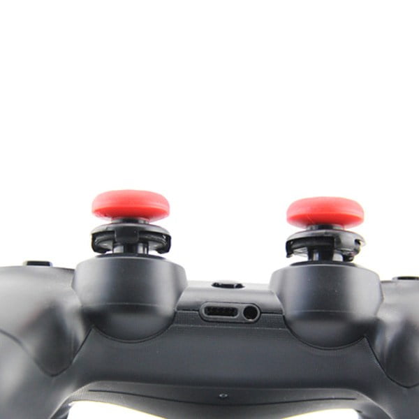 Extended Trigger R2 L2 Red / White & FPS Grips Caps Red - PS4 Controller