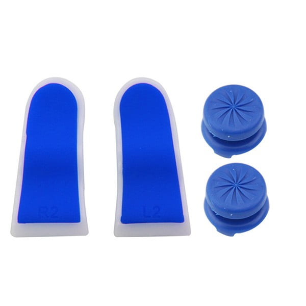 Extended Triggers R2 L2 Blue / White & FPS Grips Caps Blue Vortex - PS4 Controller
