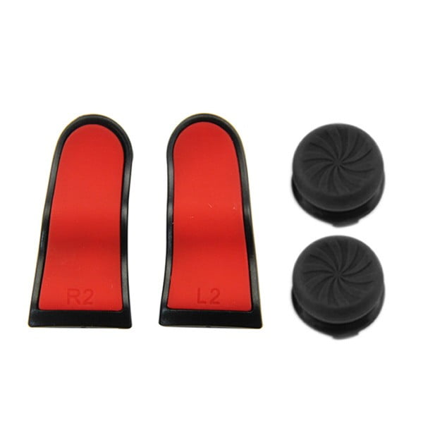 Extended Triggers R2 L2 Red / Balck & FPS Grips Caps Black Vortex - PS4 Controller