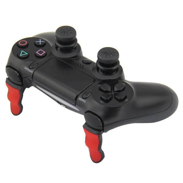 Extended Triggers R2 L2 Red / Balck & FPS Grips Caps Black Vortex - PS4 Controller