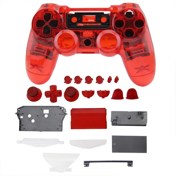Full Housing Shell Transparent Red Κέλυφος - PS4 Replacement Controller