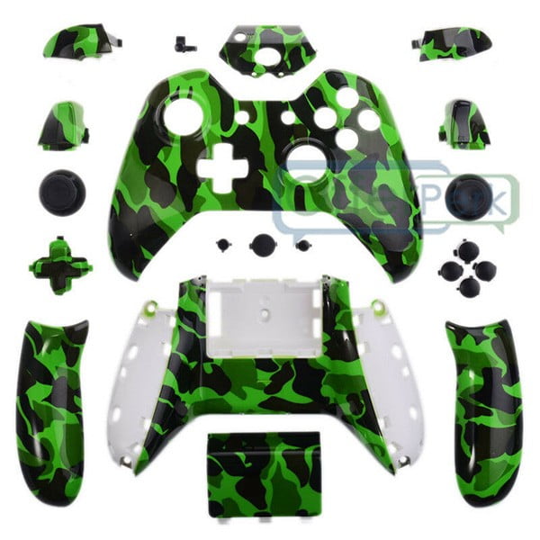 Full Set Housing Shell Case Buttons Green Camouflage - Xbox One Controller