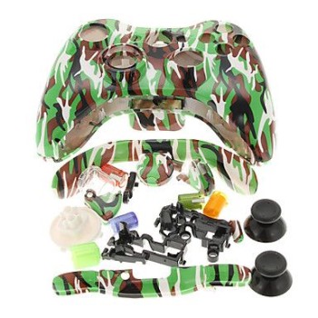 Full Set Housing Shell Case Buttons Camouflage Green - Xbox 360 Replacement Controller