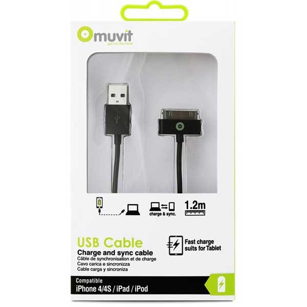 Muvit Usb Cable Charge & Sync 3m Καλώδιο Φόρτισης - iPhone 4 / 4s / iPod / iPad