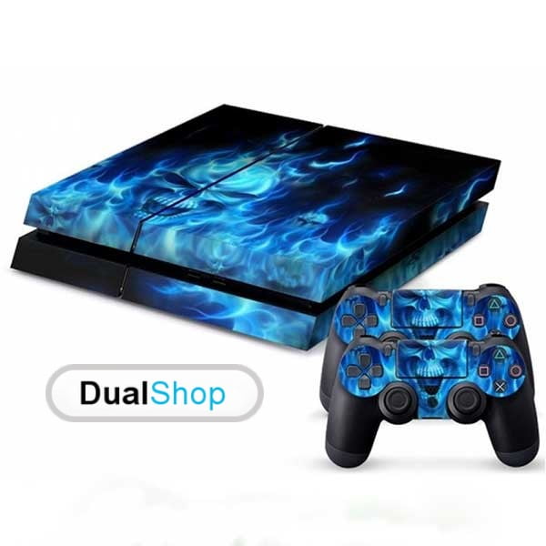 Sticker Skin Blue Skull Αυτοκόλλητο + 2 Controller Skin - PS4 Fat Console