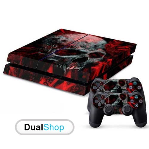Sticker Skin Red Skull Αυτοκόλλητο + 2 Controller Skin - PS4 Fat Console