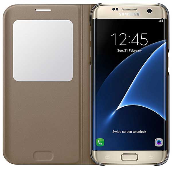 Samsung Cover S-View Θήκη EF-CG935PF Gold - Galaxy S7 Edge SM-G935F