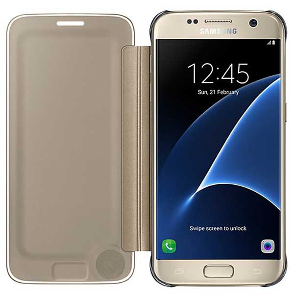 Samsung Flip Case Clear View Θήκη EF-ZG930CF Gold - Galaxy S7 SM-G930F