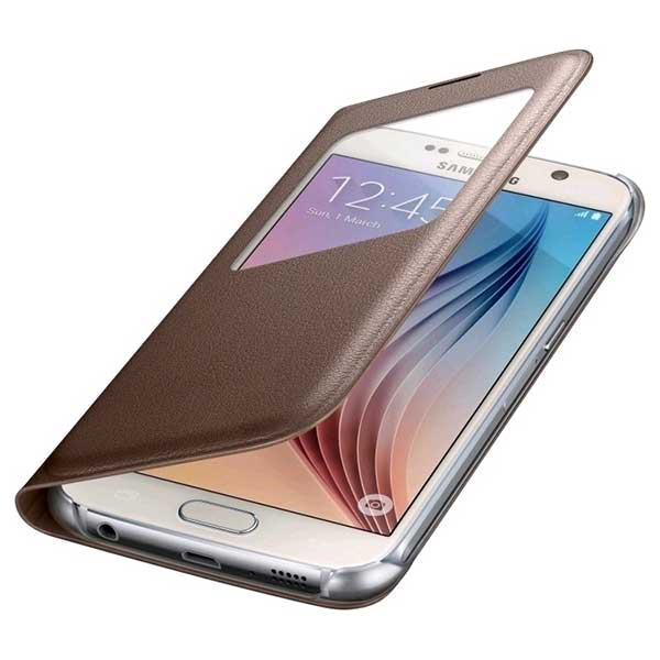 Samsung S-View Cover Fabric Θήκη EF-CG920PF Gold  - Galaxy S6 SM-G920F