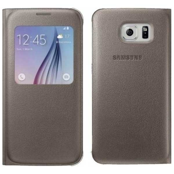Samsung S-View Cover Fabric Θήκη EF-CG920PF Gold  - Galaxy S6 SM-G920F