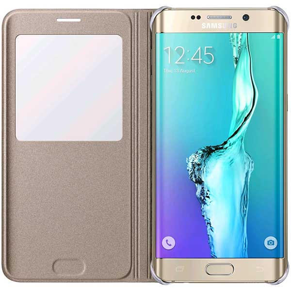 Samsung S-View Flip Cover Case Folio Θήκη EF-CG928PF Gold - Galaxy S6 Edge Plus SM-G928F
