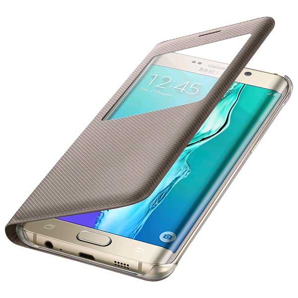 Samsung S-View Flip Cover Case Folio Θήκη EF-CG928PF Gold - Galaxy S6 Edge Plus SM-G928F
