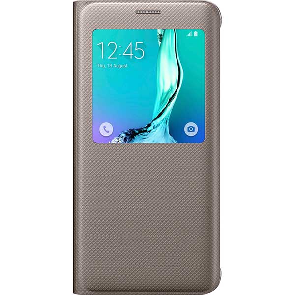 Samsung S-View Flip Cover Case Folio Θήκη EF-CG928PF Gold - Galaxy S6 Edge Plus SM-G928F